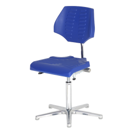 neoLab® Drehstuhl Sitzneigeverst., PU-Schaum blau, 45-65 cm, mit Gleitern