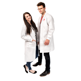 neoLab® lab coat for men, cuff, white, cotton, lapel collar, size 44