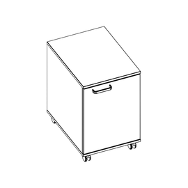 labtable Rollcontainer, 1 Tür, inkl. 1 Einlegeboden, Scharniere links, 430x585x655